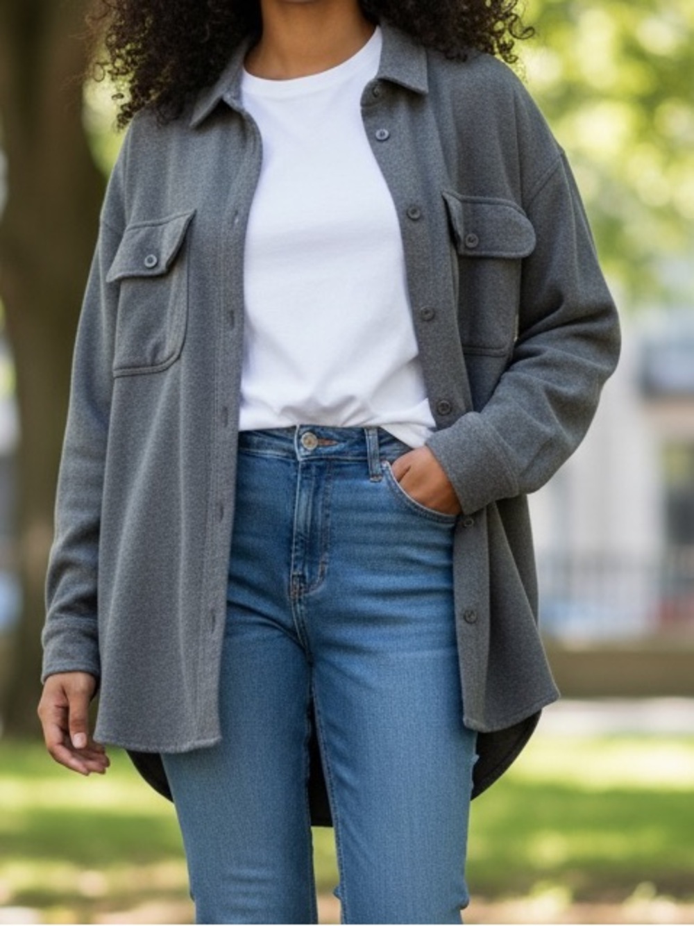 Charcoal Gray Button-Up